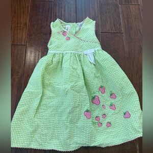 Youngland Green Gingham Dress with Strawberry Details